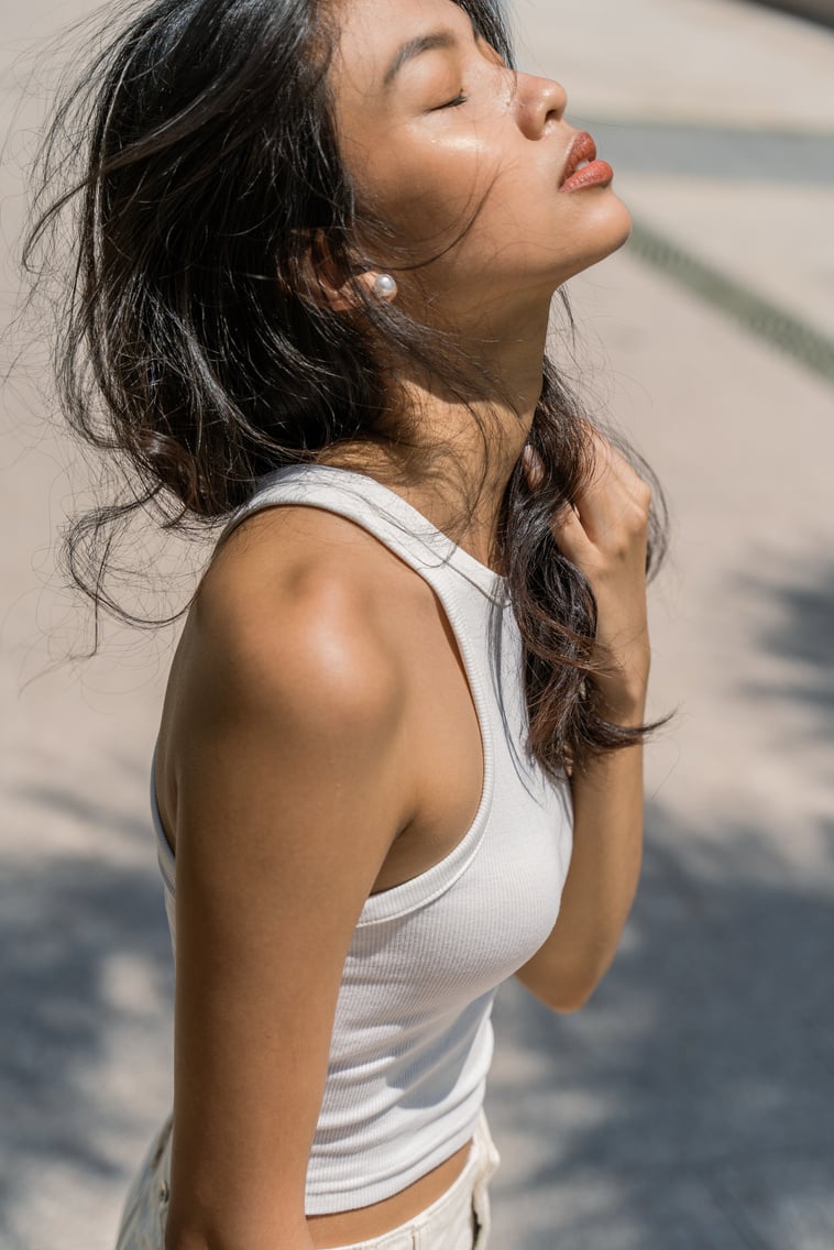 Woman in White Casual Clothes